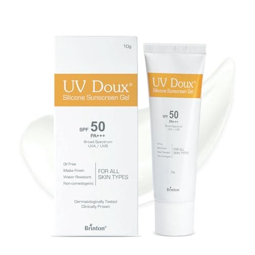 UV Doux Silicone Sunscreen Gel SPF 50 PA+++|India’s No.1 Dermatologist Recommended Brand|Invitro,In-Vivo Tested|UVA/UVB Protection, Benzene Free|No White Cast |Oily & Acne-Prone Skin |10 g