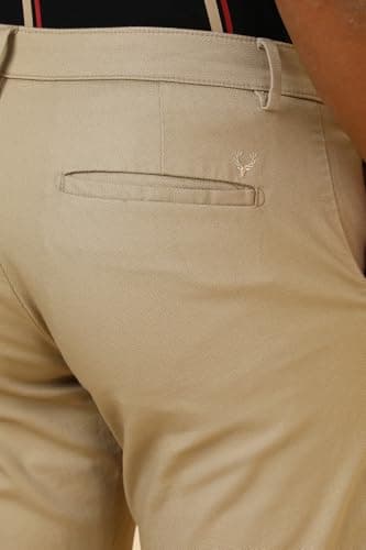 Men Khaki Textured Casual Trousers 6