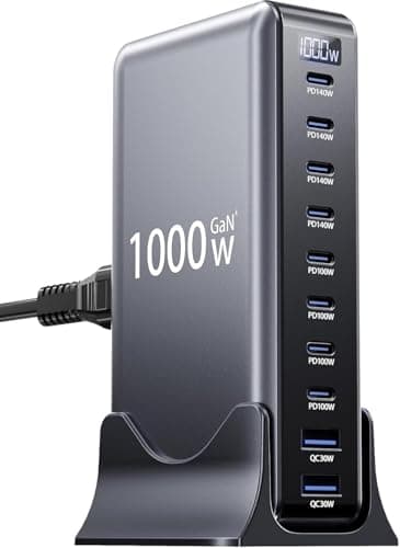 CUBONIC 10-Port GaN Charging Station with 8 USB-C & 2 USB-A Ports, Multiport Fast Charging Hub for Laptops, Smartphones, Tablets & Electronic Devices (1000 W)