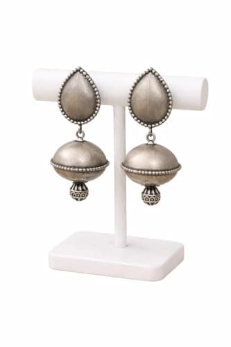 Earrings For Women & Girls Oxidised German Silver Drop and Dangler Earrings traditional earrings women ethnic jewellery india dome jhumka earrings antique silver earrings