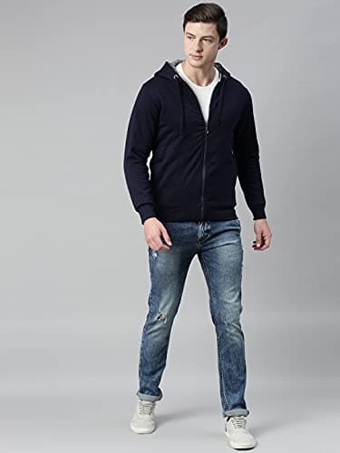 ADBUCKS Winter Wear Loose Fit Jacket Inside Full Black & White Fur & Made by Rich Cotton Fabric with Hoodies for Mens (Blue, Medium) 4
