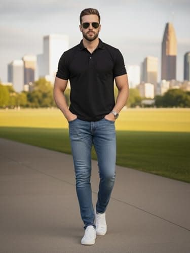 SMAN Men's Polo T-Shirt Regular Fit Half Sleeves with Pocket and Bottom Neck Collar for Casual and Daily Use. |(4XL, Black) 4