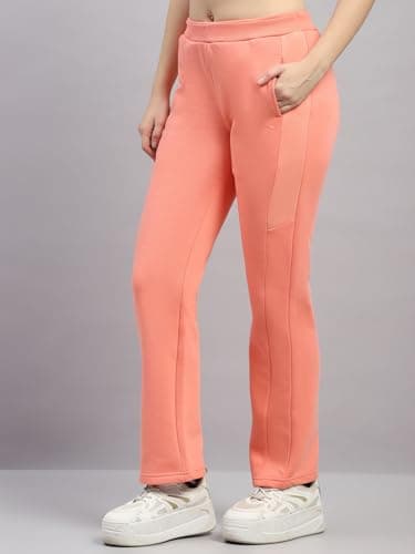 Monte Carlo Womens Regular Fit Printed Elastic Mid Rised Lower |Stretchable Track Pant for Ladies | Comfortable Casual Wear Jogger | Stylish Activewear Bottom for Women Peach L (Pack of 1) 2