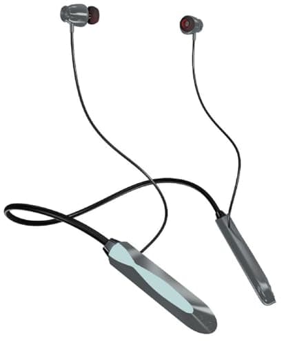 JGD Boom T2 Bluetooth Earphones with 13mm Drivers, Rich Music Experience, 25 Hours Playtime, Type C Fast Charging, Neckband Earphones with Magnetic earpiece,Voice Assistant and Mic (Grey)