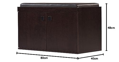 DeckUp Turrano 2-Door Engineered Wood Shoe Rack (Dark Wenge, Matte Finish) 40D x 80W x 48H Cm 2