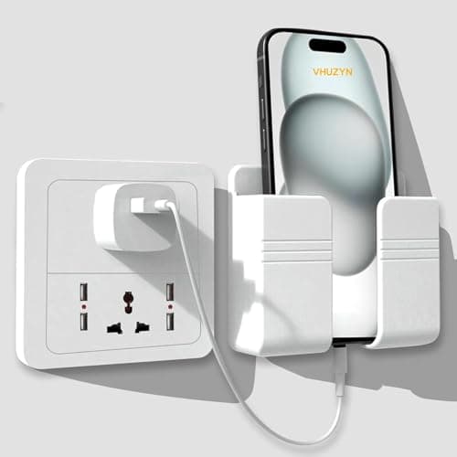 VHUZYN Wall Mounted Mobile Holder Storage Case for Remote, Wall Mounted Mobile Stand/Multi Purpose Stand with Hole for Smartphones Charging-(White)