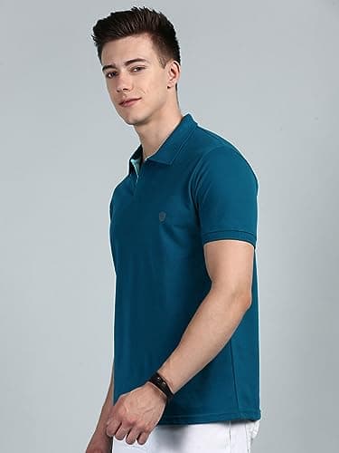 Lux Cozi Pack of 2 Emerald and Sea Green Regular fit Half Sleeves Polo Neck T-Shirt for Men |Polo Casual Tshirt for Men | 100% Combed Cotton - Colour Fresh, Quick Dry, Ultra Soft (Size : Large) 3