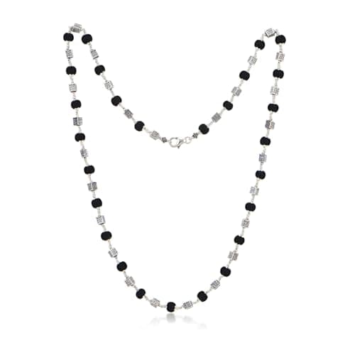 Original Karungali Mala with Square Silver Box Design | Black Ebony Wood Beads Designer Mala for Men | Premium Spiritual & Fashion Necklace for Daily Wear, Pooja & Meditation | Trending Karungali Mala