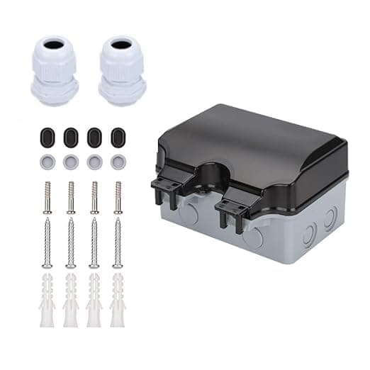 Homewide Double Outdoor Outlet with Cover Waterproof Outdside Plug Socket IP66 Weatherproof Exterior Wall Electrical Box with Switch Indicator Light Outlet for Wet Garden Swimming Pool