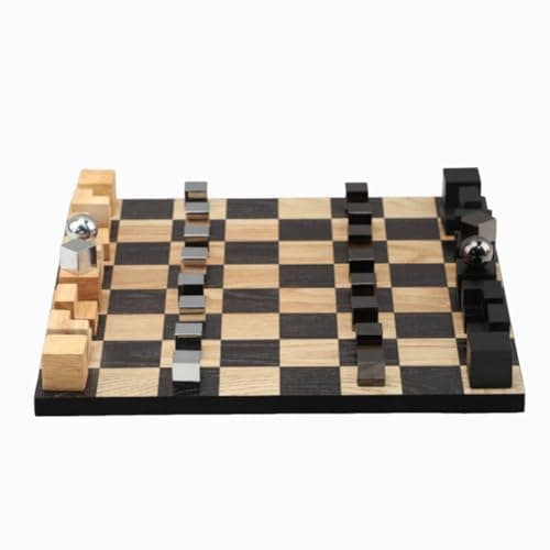 SNAPPSY Modern Minimalist Wooden Chessboard Decor Creative Design Geometric Wood Board High-End Look for Living Room, Entryway, Showroom, 35-35-6-7cm