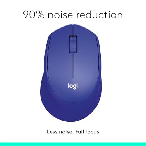 Logitech M331 Silent Plus Wireless Mouse, 2.4GHz with USB Nano Receiver, 1000 DPI Optical Tracking, 3 Buttons, 24 Month Life Battery, PC/Mac/Laptop - Blue 2