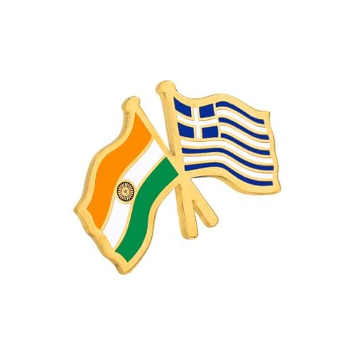 India & Greece Twin Flag Brass Lapel Pin | Premium Enamel Brooch for Men & Women | National Friendship Badge | Suit, Blazer & Jacket Accessory | Patriotic Gift, Flag Pin for Events & Functions 3