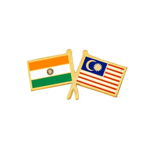 India & Malaysia Twin Flag Brass Lapel Pin | Premium Enamel Brooch for Men & Women | National Friendship Badge | Suit, Blazer & Jacket Accessory | Patriotic Gift, Flag Pin for Events & Functions