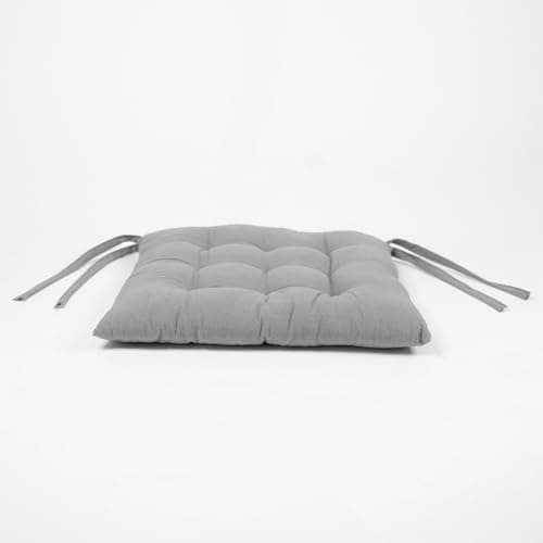 PrettyKrafts Soft Cotton Chair Cushion Pad 40×40×4 cm (Grey) | Comfortable Washable Seat Pad for Dining, Office & Study Chairs | Thick, Durable Sitting Cushion 6