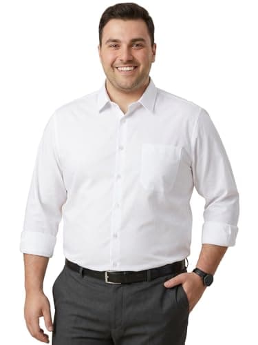 Thomas Scott Men's Premium Plus Size Regular Fit Textured Formal Shirt | 100% Cotton | Long Sleeves | Spread Collar (TS1925PS_White_3XL)