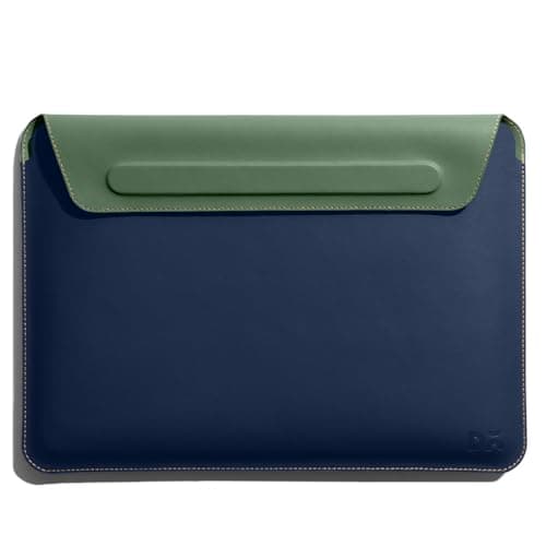 DailyObjects Snap On Envelope Sleeve for MacBook Air/Pro 13 Inch | Solid Space Blue Lightweight Faux Leather for Laptops & iPads | Flip Top Magnetic Closure | Sleek Design Durable & Water Resistant