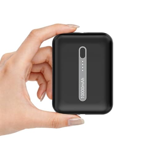 Muvtech Zip 10 Pocket Size 10000mAh Mini Power Bank, 22.5W Fast Charging, Dual Output USB-A & Type-C Ports, Compact Pocket Size, LED Indicators, Travel Friendly, Portable (Black)