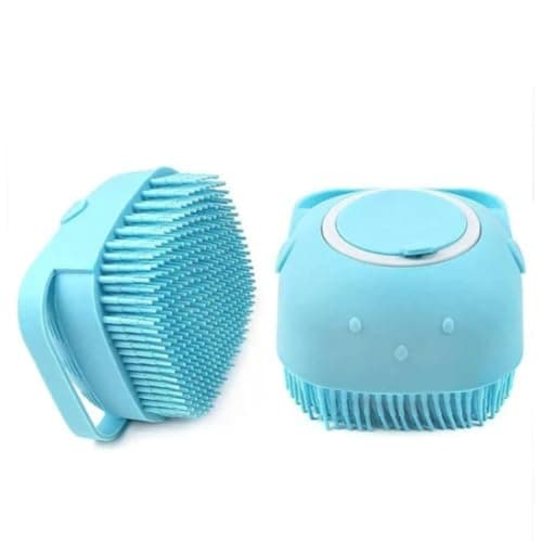 ZOIVANE Dog Bath Brush | Soft Silicone Bristles Pet Grooming/Bathing & Massage Brushes | Dog & Cat Accessories | Labrador, German Shepherd, Golden Retriever | Shampoo Dispenser Washing Brush-Pack of 1