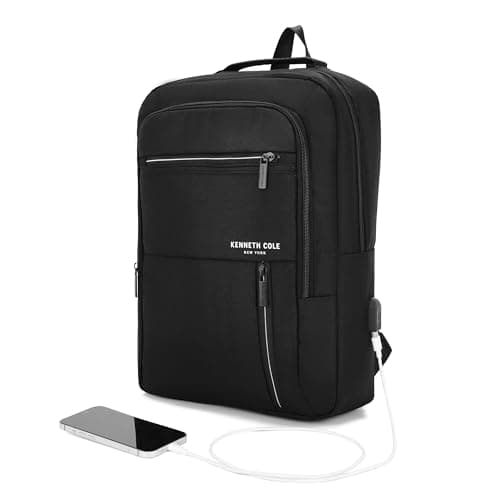 KENNETH COLE Unisex Laptop Backpack, – Sleek, Durable, and Perfect for Work or Travel (Black)
