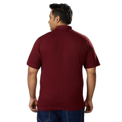 VAISHVIK Mens Plus-Size Polo Tee with Pocket Dark Red 6XL 54 Healthy Obese Hefty Bulky People 3