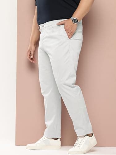Thomas Scott Men Plus Size Pure Cotton Chinos Trousers(TSB095A_Grey_42) 2