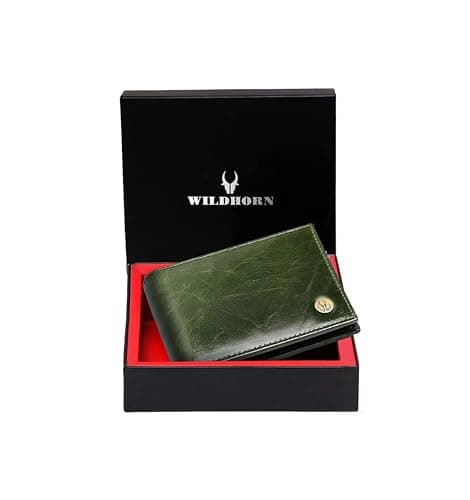 WildHorn RFID Protected Leather Wallet for Men,Green