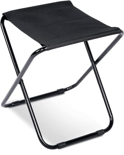 CRAFTSPEN -Camp Chair, Foldable Stool Light Weight Metal Material 17.5 Height Practical Foldable Stool Design Fishing Picnic Camping BBQ Beach Hunting Hiking, Climbing a Mountain Travel (Black)
