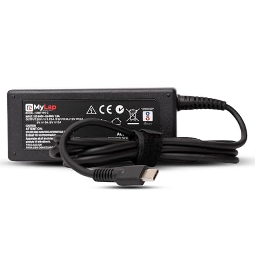 Mylap Adapter/Charger for Dell 65W USB Type-C Adapter for Laptop, Latitude 5289 5290 7389 7390 7400- Black with 1 Year Replacement Warranty