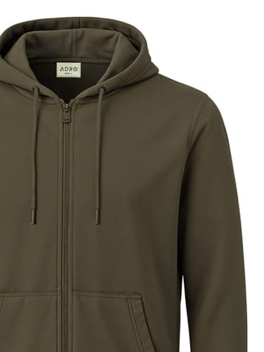 ADRO Men's Solid Cotton Zipper Hoodies (ZH22-M-PLN-OL_Olive_L) 2