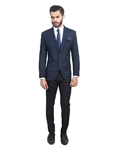 MANQ Men's Slim Fit Single Breasted Blazer (BL-101-42-Blue_Blue_42) 5