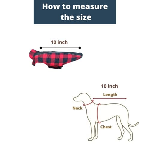 Foodie Puppies Dog Winter Clothes Reversible Pet Jacket - (Red & Black, 10 inch) Printed Warm Fleece Coat Windproof, Water Resistant Padded Cold Weather Comfortable Coat, Adjustable with Velcro Tape 2