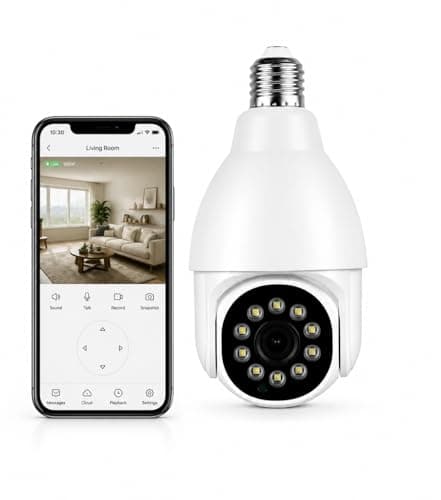 JB Supar 4Mp WiFi Bulb CCTV Camera for Home Security | 360° Rotation | Color Night Vision | Motion Detection Two-Way Audio | Wireless Light Bulb Camera with Mobile App V380 Pro (Heavy Light Camera)