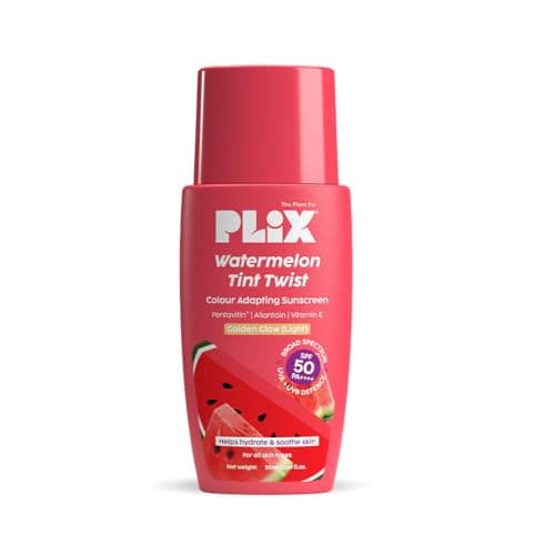 PLIX - THE PLANT FIX Watermelon Tint Twist Color-Adapting Sunscreen | For light coverage & instant glow | SPF 50 PA++++ | Pentavitin®, Suncat DE™ | Sun Damage & Tan Repair | low to medium coverage | L 2