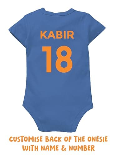 Customised India Cricket Jersey Romper For New Born Baby Boy Girl Clothes | Personalised Name & Number on the Back 6-12 Months 2