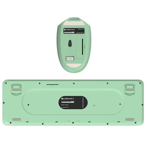 Zebronics Wireless Keyboard & Mouse Combo, 104 UV-Coated Keys, ₹ Key, 12 Multimedia Keys, Retractable Stand, 3 Button Mouse, 1600 DPI, High Precision, USB Nano Receiver (Companion 301, Garden) 2