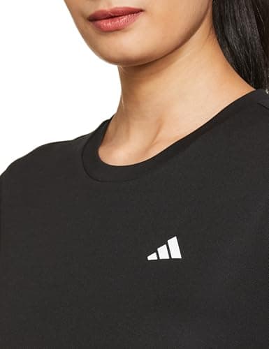 adidas Women's Polyester Geometric Regular Fit T-Shirt (Jj4204_Black/White 3