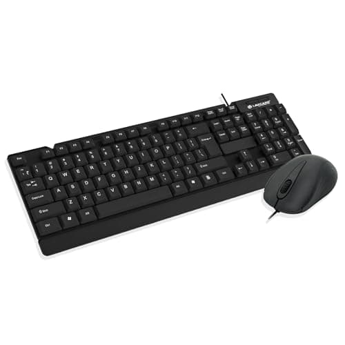 Lapcare E9 Wired Keyboard and Mouse Combo | 104 UV Coated Keys, Spill Resistant | Slim & Ergonomic Design | USB Plug & Play | 1000 DPI Optical Mouse for Home & Office (Black)
