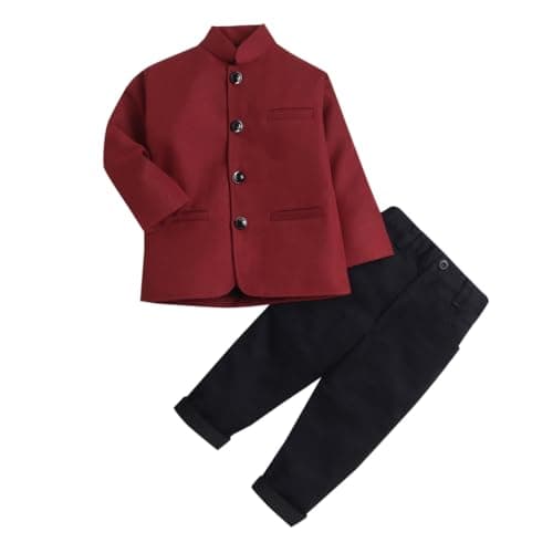 Hopscotch Baby Boys Cotton Blend Formal Set in Maroon Color For Ages (12-24 Months)