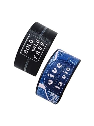 Bold Wild Free - Black Bold & Sleek + Vive la Vie - Blue Denim Ripped Jeans Print Fashion Bracelets Combo | Unisex Designer Wristbands | Premium, Limited Edition, Gift Ready | Handcrafted in India