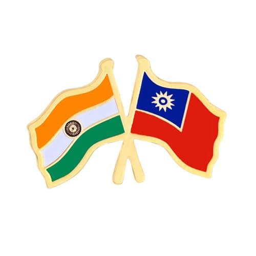 India & Taiwan Twin Flag Brass Lapel Pin | Premium Enamel Brooch for Men & Women | National Friendship Badge | Suit, Blazer & Jacket Accessory | Patriotic Gift, Flag Pin for Events & Functions