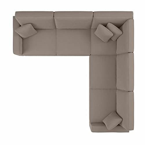 Torque - Moscow 5 Seater (Light Brown) Corner Fabric L Shape Sofa for Living Room, Bedroom, Office Furniture | 1 Year Warranty 5