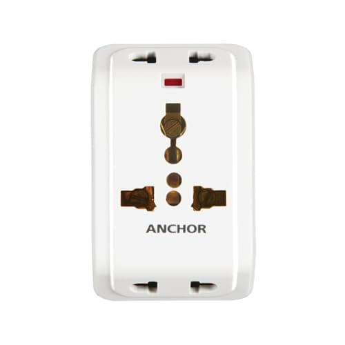 ANCHOR 6A 3 Pin Multi Plug Socket Travel Adapter with Universal Socket, 3 Pin Multi Plug Extension Socket (White - PK2) 2