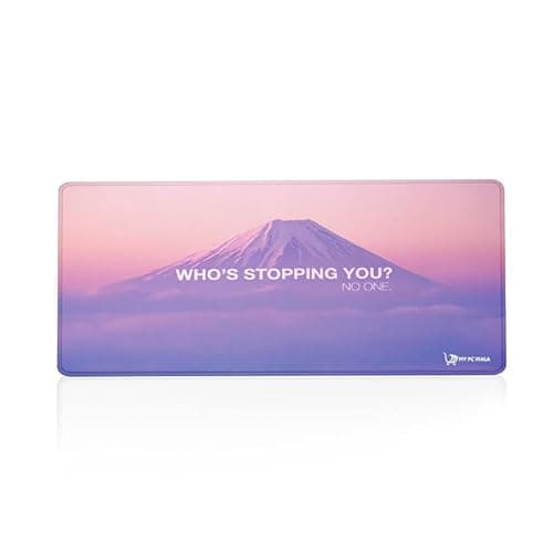 MYPCWALA Large Gaming Mouse Pad 80x30cm Extended Desk Mat, Motivational Mountain Design, Pink Purple Gradient, Water Resistant Surface, Non Slip Rubber Base, Reversible Laptop and PC Mouse Pad