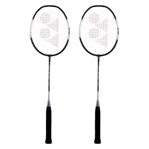 YONEX ZR 100 Light Aluminium Badminton Racquet with Full Cover (Black/Black) Set of 2