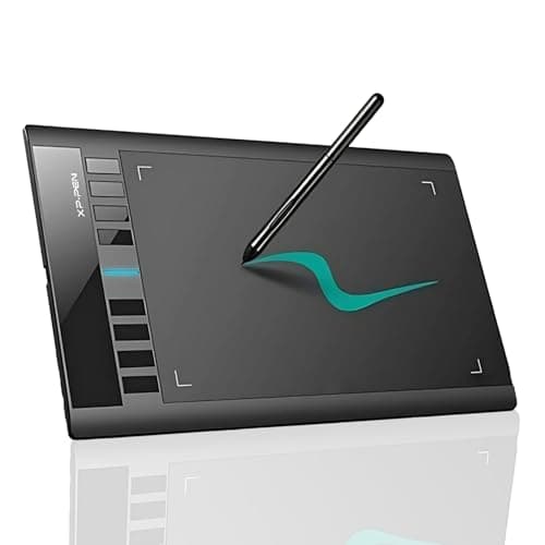 XP-Pen Star03 V2 8192 Levels of Pressure Sensitivity, Battery-Free Stylus, 8 Shortcut Keys and 8 nibs Graphics Drawing Tablet Pen (Black, 10 x6 Size)