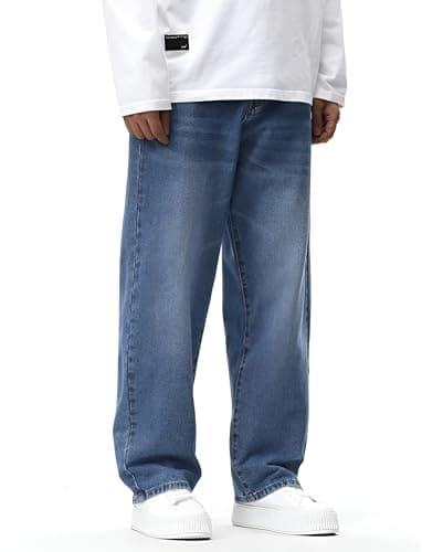 Ben Martin Light Blue Men Jeans || Baggy Fit Jean's for Man || Loose Fit High Rise Denim || Stretchable Casual Wear Jean,s || Dance Rap Rapping Style Pant for Men || Denim Cotton Jeans 32 (0) 5