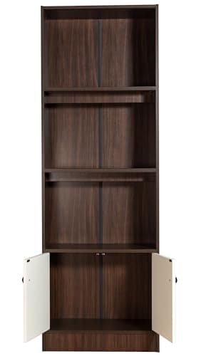 DeckUp Plank Cove Engineered Wood Book Shelf and Display Unit (Walnut and White, Matte Finish) 4