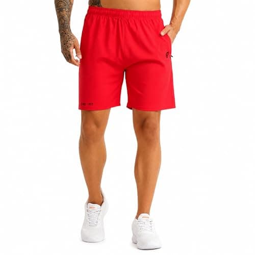 BLUE STAR SHARK Men's Casual Sports Shorts | Quick Dry Lightweight Half Pant for Men | Breathable Gym Running Jogging Yoga Cycling & Workout Shorts | Everyday Activewear Summer Wear(Red, Size-L)