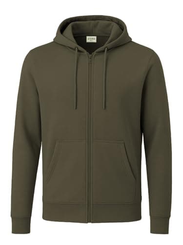 ADRO Men's Solid Cotton Zipper Hoodies (ZH22-M-PLN-OL_Olive_L)