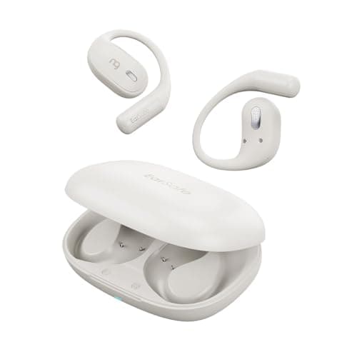 ng Earsafe OpenBuds, Wireless Open Ear Earbuds with Silicon Earhooks, Fast Charging & 48H Playtime, Bluetooth 5.3 Version, 12x17 Neodynanium Driver, Quad Mic ENC for Clear Calls (White)